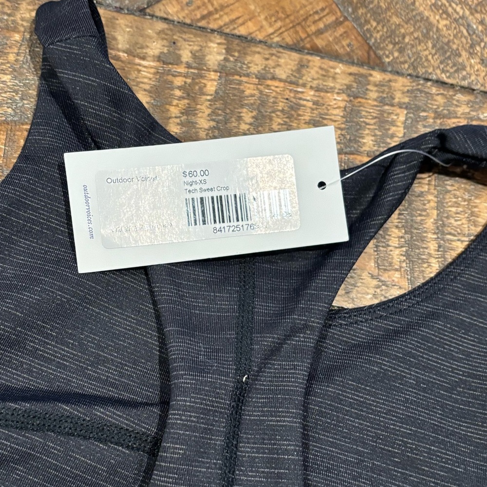 Outdoor Voices NWT Black Tech Sweat Crop High-Neck Seamless Sports Bra size XS - Picture 9 of 10